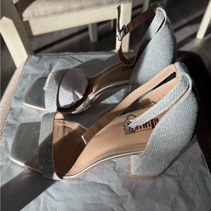 Women’s Silver Block Heels Size 8.5